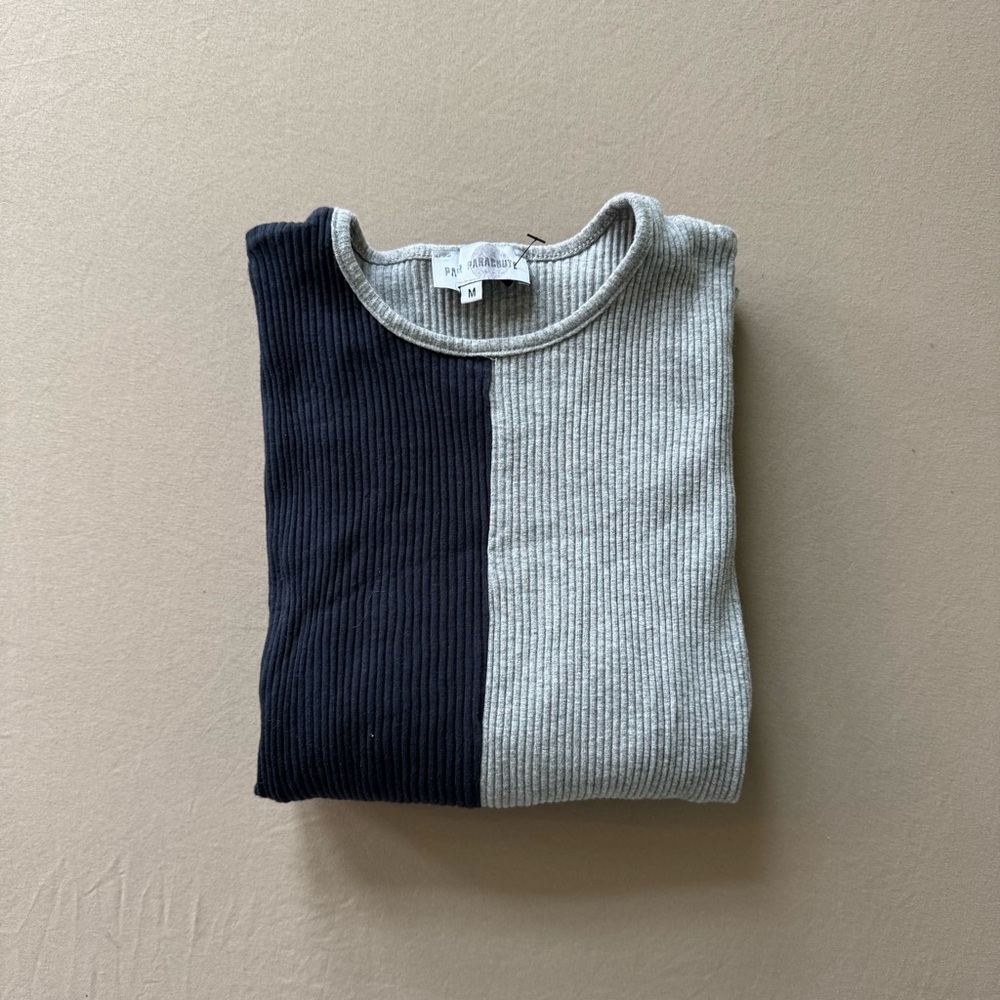 Paper Parachute Color-block Ribbed Knit Top